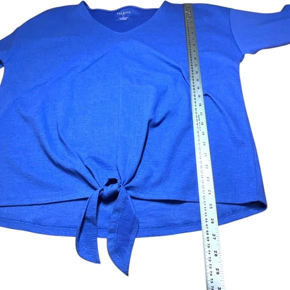 TALBOTS Cotton Blend Lightweight Tie Front Vee Neck Long Sleeve Top US Sz 2X - Picture 7 of 9